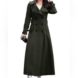 eBossy Women’s Double Breasted Duster Trench Coat Army Green Size Large